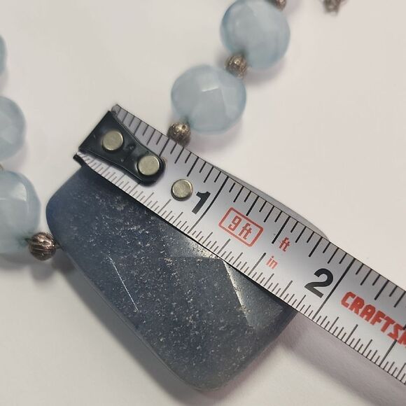 Large Blue Semi Precious Stone Necklace - Picture 5 of 6